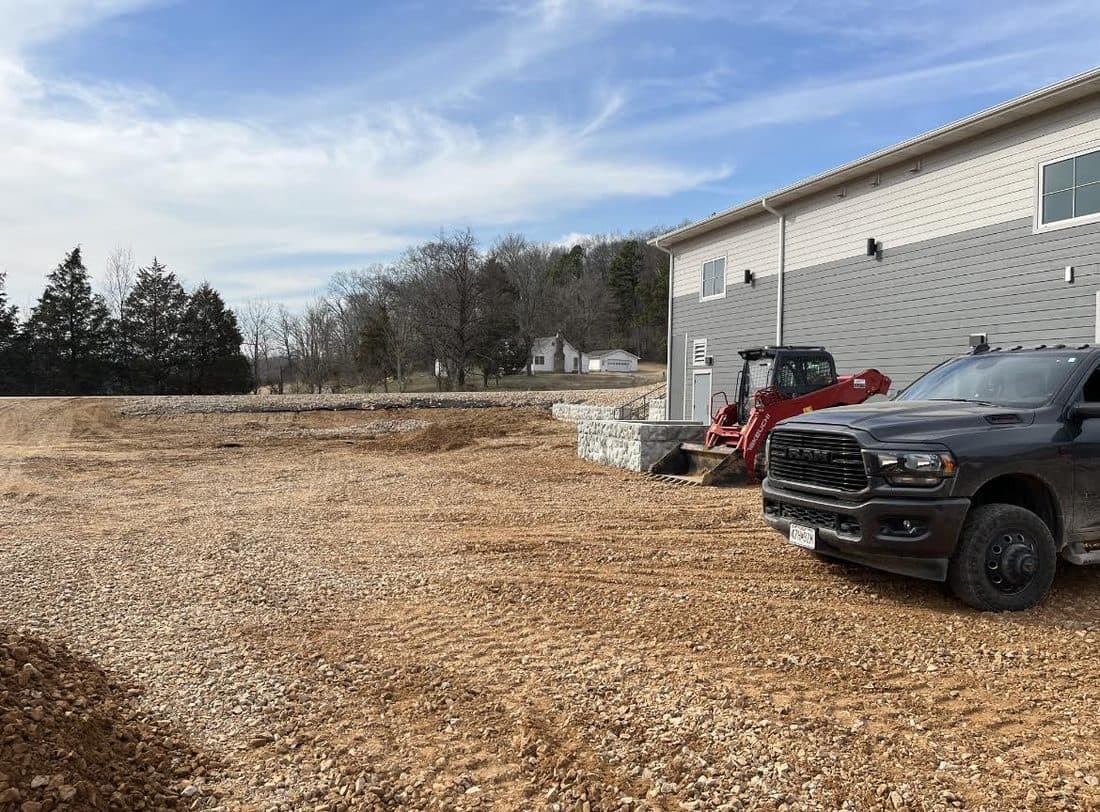 Equipment staged on a commercial site